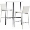 ASUPERMALL Ensemble De Bar 3 Pcs Similicuir Blanc 2 ASUPERMALL Ensemble De Bar 3 Pcs Similicuir Blanc -Table haute et bar Soldes 32400366 1