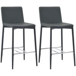 ASUPERMALL Ensemble De Bar 3 Pcs Similicuir Gris -Table haute et bar Soldes 32400370 5