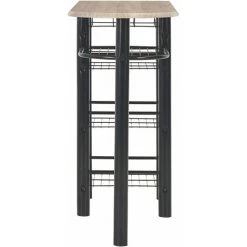 ASUPERMALL Ensemble De Bar Avec Etageres 3 Pcs Bois Et Acier -Table haute et bar Soldes 32400447 4