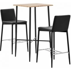 ASUPERMALL Ensemble De Bar 3 Pcs Similicuir Noir