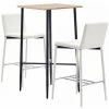 ASUPERMALL Ensemble De Bar 3 Pcs Similicuir Blanc -Table haute et bar Soldes 32400532 1