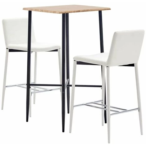 ASUPERMALL Ensemble De Bar 3 Pcs Similicuir Blanc 4 ASUPERMALL Ensemble De Bar 3 Pcs Similicuir Blanc – Image 2
