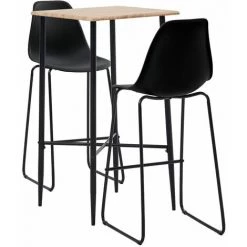 ASUPERMALL Ensemble De Bar 3 Pcs Plastique Noir