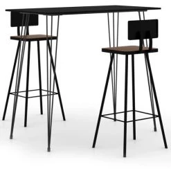 ASUPERMALL Ensemble De Bar 3 Pcs Noir