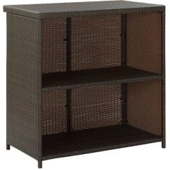 ASUPERMALL Ensemble De Bar 3 Pcs Resine Tressee Marron -Table haute et bar Soldes 32423572 3