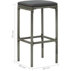 ASUPERMALL Ensemble De Bar 3 Pcs Resine Tressee Gris 9 ASUPERMALL Ensemble De Bar 3 Pcs Resine Tressee Gris -Table haute et bar Soldes 32423576 3