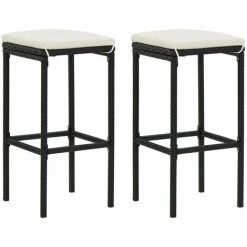 ASUPERMALL Ensemble De Bar 3 Pcs Resine Tressee Noir -Table haute et bar Soldes 32423578 3