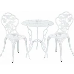 HELLOSHOP26 Ensemble De Table Et De Chaises De Jardin Set De Bistro Fonte Blanc - Blanc