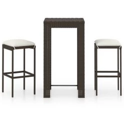 ASUPERMALL Meuble De Bar De Jardin 3 Pcs Et Coussins Resine Tressee Marron 8 ASUPERMALL Meuble De Bar De Jardin 3 Pcs Et Coussins Resine Tressee Marron -Table haute et bar Soldes 32956018 2