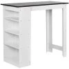 SKECTEN Table Haute Table De Bar Mange-debout Avec 4 Etagères De Rangements, Blanc + Noir -Table haute et bar Soldes 33016706 1