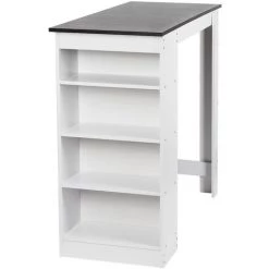 SKECTEN Table Haute Table De Bar Mange-debout Avec 4 Etagères De Rangements, Blanc + Noir -Table haute et bar Soldes 33016706 3