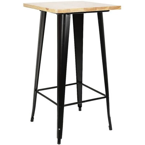 YONGQING Table Haute Mange Debout Bar Bistrot Noir 103 Cm Pinède Et Acier - Noir - Couleur Du Bois Naturel 3 YONGQING Table Haute Mange Debout Bar Bistrot Noir 103 Cm Pinède Et Acier - Noir - Couleur Du Bois Naturel