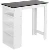 SKECTEN Table De Bar Avec Rangement Table Bistro Haut Avec 4 Étagères Panneaux De Particules 110 X 50 X 103 Cm Blanc + Noir -Table haute et bar Soldes 33222322 1