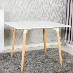 AHD AMAZING HOME DESIGN Table Carrée 80x80 En Bois Design Nordique Pour Cuisine Bar Restaurant Fern | Couleur: Blanc -Table haute et bar Soldes 33471026 2