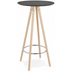 Paris Prix - Table De Bar En Bois "lizon" 110cm Noir & Naturel