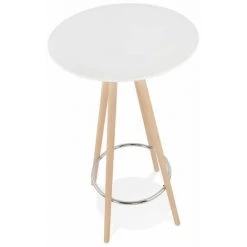 Paris Prix - Table De Bar En Bois "lizon" 110cm Blanc & Naturel -Table haute et bar Soldes 33662654 3
