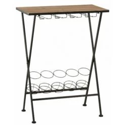 Paris Prix - Table & Range-bouteilles Métal "bistro" 65cm Noir