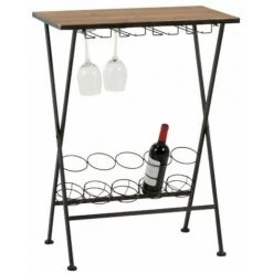 Paris Prix - Table & Range-bouteilles Métal "bistro" 65cm Noir -Table haute et bar Soldes 33662976 5