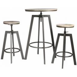 Paris Prix - Table De Bar & 2 Tabourets "réglables" 93cm Gris