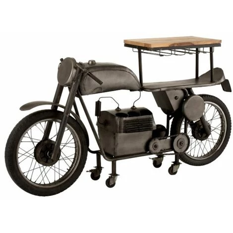Paris Prix - Table De Bar Design "motocyclette" 200cm Gris 3 Paris Prix - Table De Bar Design "motocyclette" 200cm Gris