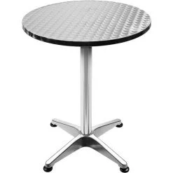 YONGQING Table Bistro Haute De Bar Aluminium Réglage En Hauteur 70/110 Cm Ø 60 Cm Meuble Terrasse Salon - Argent - Argent