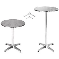 YONGQING Table Bistro Haute De Bar Aluminium Réglage En Hauteur 70/110 Cm Ø 60 Cm Meuble Terrasse Salon - Argent - Argent 9 YONGQING Table Bistro Haute De Bar Aluminium Réglage En Hauteur 70/110 Cm Ø 60 Cm Meuble Terrasse Salon - Argent - Argent -Table haute et bar Soldes 34186049 3