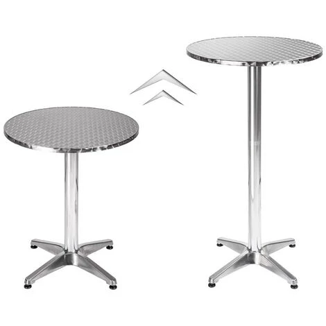 YONGQING Table Bistro Haute De Bar Aluminium Réglage En Hauteur 70/110 Cm Ø 60 Cm Meuble Terrasse Salon - Argent - Argent 5 YONGQING Table Bistro Haute De Bar Aluminium Réglage En Hauteur 70/110 Cm Ø 60 Cm Meuble Terrasse Salon - Argent - Argent – Image 3