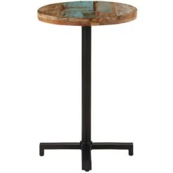 ASUPERMALL Table De Bistro Ronde Ø50x75 Cm Bois De Recuperation Massif -Table haute et bar Soldes 34966522 2
