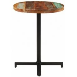 ASUPERMALL Table De Bistro Ronde Ø60x75 Cm Bois De Recuperation Massif -Table haute et bar Soldes 34966524 2