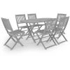 TRUE DEAL Mobilier à Dîner De Jardin 7 Pcs Bois D'acacia Massif Gris -Table haute et bar Soldes 35454060 1