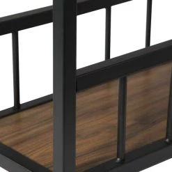 HELLOSHOP26 1 X Table De Bar + 2 X Tabourets De Bar Avec 2 étagères En Structure Métallique Et MDF Hêtre Foncé - Beige -Table haute et bar Soldes 35570396 3