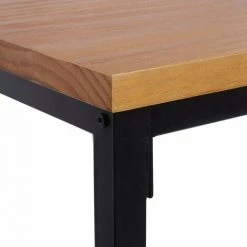 HELLOSHOP26 Table Bistrot 110 Cm En Bois Avec Structure En Métal - Bois -Table haute et bar Soldes 35570436 5
