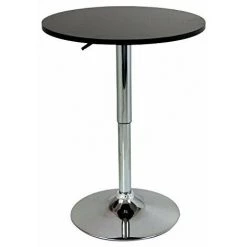 HELLOSHOP26 Table Haute En MDF Et Acier Chromé Réglable En Hauteur Noir - Noir