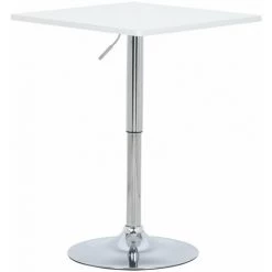HELLOSHOP26 Table De Bar Carrée Avec Piétement Trompette Réglable En Hauteur Blanc - Blanc