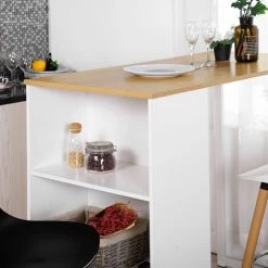 HOMEINBOX Table Mange-debout Moderne En Bois Pour 2 à 4 Personnes Chêne L120 X L60 X H110cm 2519 9 HOMEINBOX Table Mange-debout Moderne En Bois Pour 2 à 4 Personnes Chêne L120 X L60 X H110cm 2519 -Table haute et bar Soldes 35664823 3