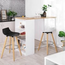 HOMEINBOX Table Mange-debout Moderne En Bois Pour 2 à 4 Personnes Chêne L120 X L60 X H110cm 2519 10 HOMEINBOX Table Mange-debout Moderne En Bois Pour 2 à 4 Personnes Chêne L120 X L60 X H110cm 2519 -Table haute et bar Soldes 35664823 4