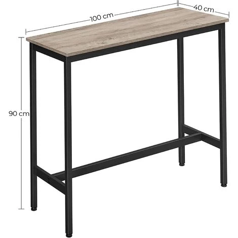 SONGMICS VASAGLE Table De Bar, Table Haute Fine, Table De Cuisine, Table De Salle à Manger, Avec Cadre Métallique Robuste, 100 X 40 X 90 Cm, Montage Facile, Style Industriel, Grège Et Noir LBT010B02 - Grège Et Noir 7 SONGMICS VASAGLE Table De Bar, Table Haute Fine, Table De Cuisine, Table De Salle à Manger, Avec Cadre Métallique Robuste, 100 X 40 X 90 Cm, Montage Facile, Style Industriel, Grège Et Noir LBT010B02 - Grège Et Noir – Image 5