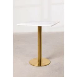 Table De Bar Carrée En Marbre Chack Metallic SKLUM Marbre - Fer Doré - ↔60 Cm Doré Blanc -Table haute et bar Soldes 36259007 3