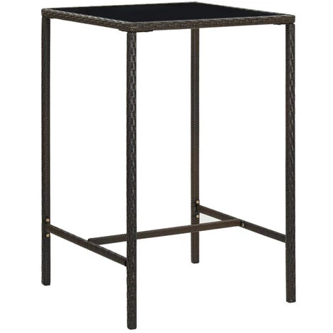 ASUPERMALL Table De Bar De Jardin Marron 70x70x110 Cm Resine Tressee Verre 3 ASUPERMALL Table De Bar De Jardin Marron 70x70x110 Cm Resine Tressee Verre