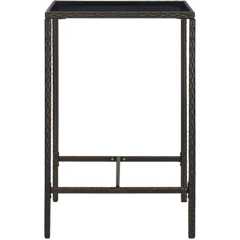 ASUPERMALL Table De Bar De Jardin Marron 70x70x110 Cm Resine Tressee Verre 5 ASUPERMALL Table De Bar De Jardin Marron 70x70x110 Cm Resine Tressee Verre – Image 3