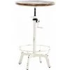 DéCOSHOP26 Table Haute En Bois Massif Et Métal Blanc Vieilli Hauteur Réglable Style Industriel - Blante