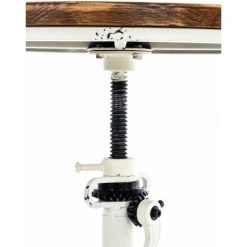 DéCOSHOP26 Table Haute En Bois Massif Et Métal Blanc Vieilli Hauteur Réglable Style Industriel - Blante -Table haute et bar Soldes 36789983 3