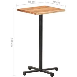 ASUPERMALL Table De Bar Au Bord Naturel 50x50x110 Cm Bois D'acacia Massif -Table haute et bar Soldes 36816376 5