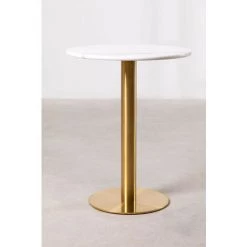 Table De Bar Ronde En Marbre Chack Métallisé SKLUM Marbre - Fer Doré - Ø60 Cm Doré Blanc -Table haute et bar Soldes 36834993 3