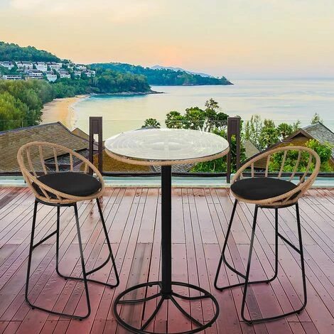 ALTOBUY JAKARTA - Table Mange-Debout Noire Avec Plateau En Verre - Noir 4 ALTOBUY JAKARTA - Table Mange-Debout Noire Avec Plateau En Verre - Noir – Image 2