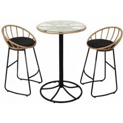 ALTOBUY JAKARTA - Table Mange-Debout Noire Avec Plateau En Verre - Noir 7 ALTOBUY JAKARTA - Table Mange-Debout Noire Avec Plateau En Verre - Noir -Table haute et bar Soldes 36865766 3