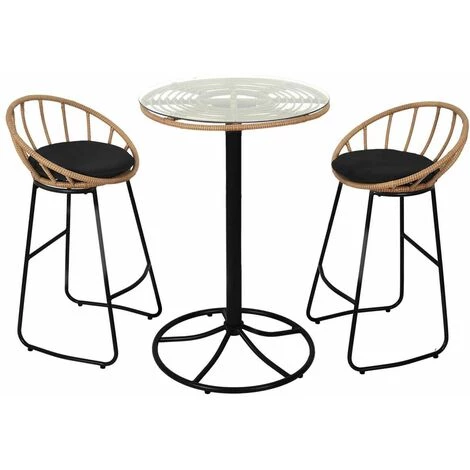 ALTOBUY JAKARTA - Table Mange-Debout Noire Avec Plateau En Verre - Noir 5 ALTOBUY JAKARTA - Table Mange-Debout Noire Avec Plateau En Verre - Noir – Image 3