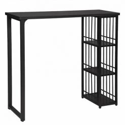 HELLOSHOP26 Table De Bar Avec 3 étagères En Métal Et MDF Noir - Métal