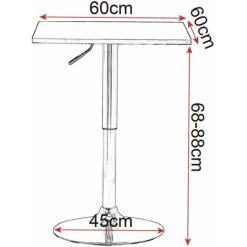 HELLOSHOP26 Table De Bar Carrée Avec Piétement Trompette Réglable En Hauteur Noir - Noir -Table haute et bar Soldes 36870623 4