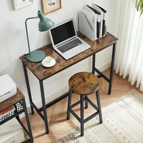 VASAGLE Ensemble De Table Et Tabourets Hauts, Table De Cuisine Avec 2 Chaises De Bar, Pour Salle à Manger, Cadre En Acier, Style Industriel, Marron Rustique Et Noir Par SONGMICS LBT219B01 - Marron Rustique Et Noir 5 VASAGLE Ensemble De Table Et Tabourets Hauts, Table De Cuisine Avec 2 Chaises De Bar, Pour Salle à Manger, Cadre En Acier, Style Industriel, Marron Rustique Et Noir Par SONGMICS LBT219B01 - Marron Rustique Et Noir – Image 3